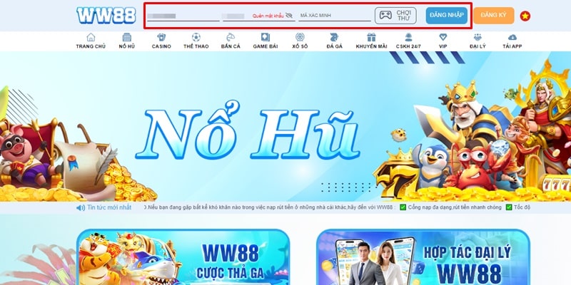 Người áp dụng cách chơi Nổ Hũ WW88 cần đăng nhập vào tài khoản thành viên